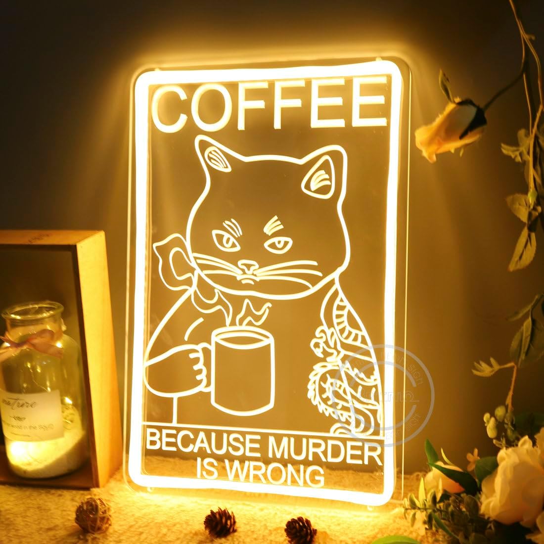Funny Cat Coffee Neon Sign LED - огляд і ціна Commercial Kitchen Quotes