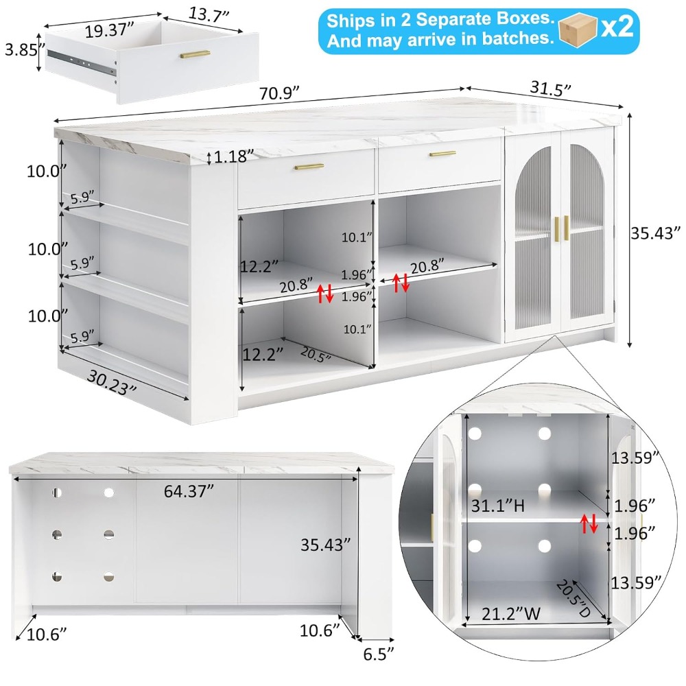 71' Large Kitchen Island with  - огляд і ціна Commercial Kitchen Tables