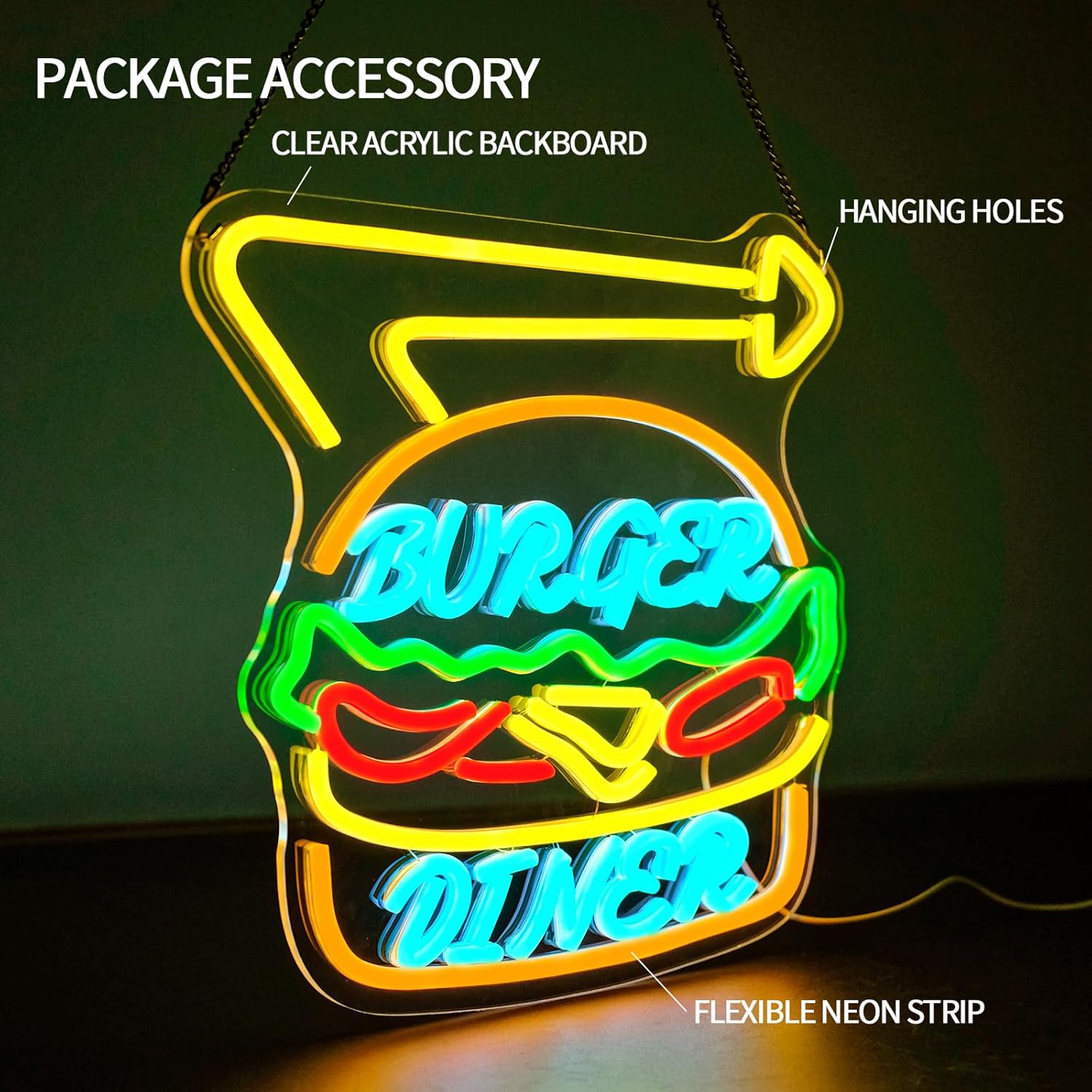 Burger Neon Sign Bussiness Art - огляд і ціна Commercial Kitchen Store