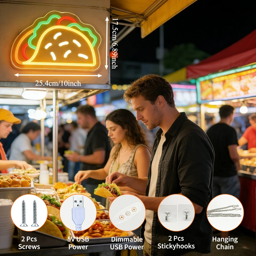 Taco Neon Sign LED USB Dimmabl - огляд і ціна Commercial Kitchen Store