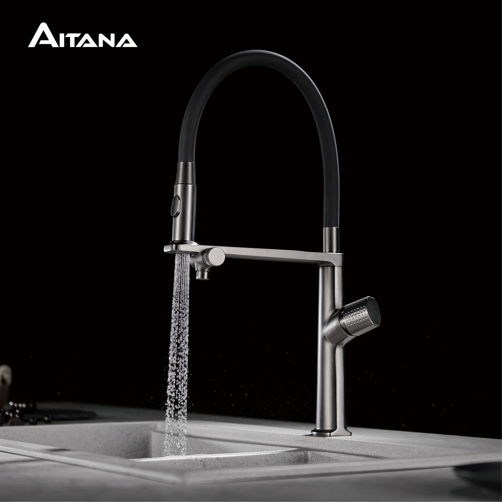 Luxury Gun Gray Brass Kitchen  - огляд і ціна Commercial Kitchen Faucet