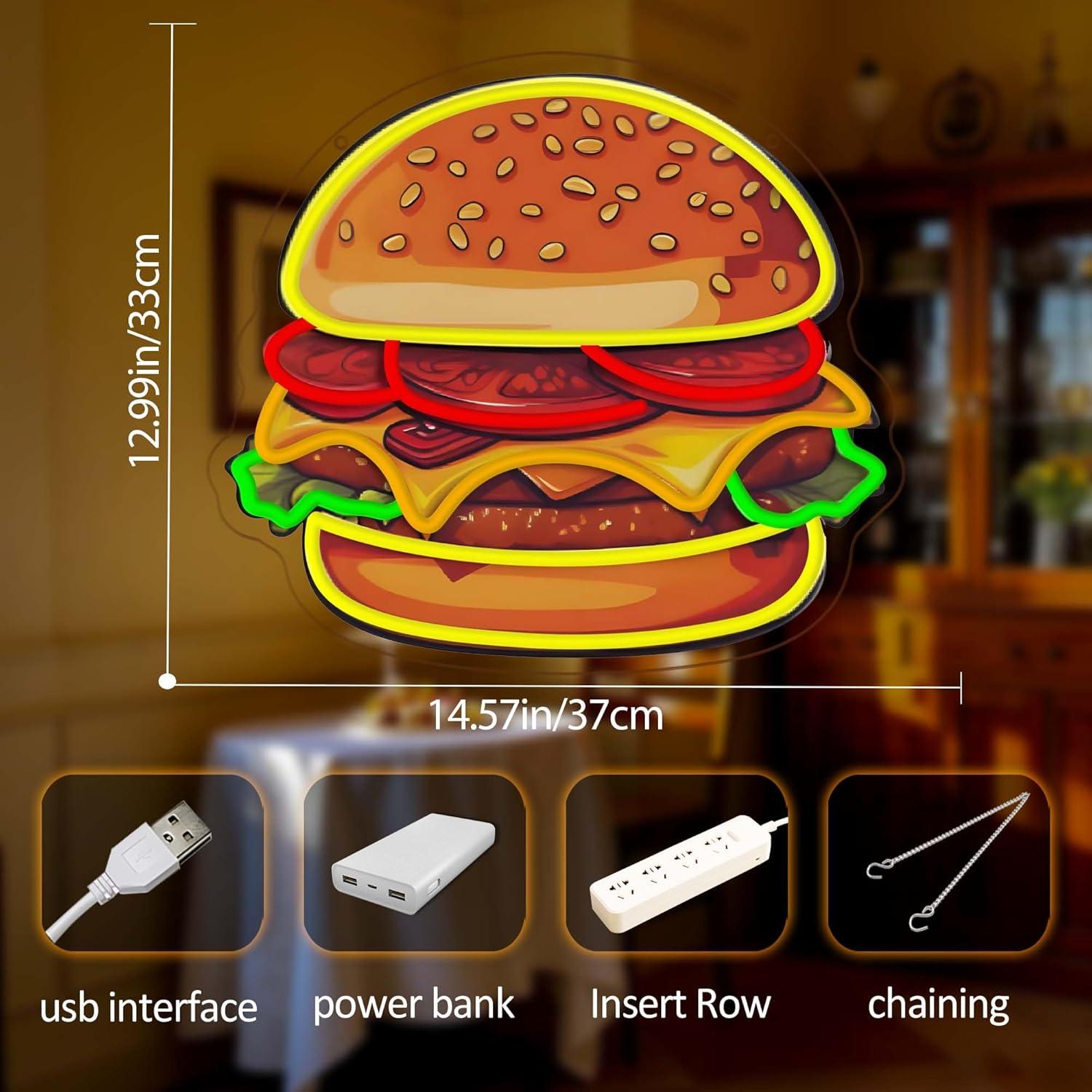 Burger Neon Sign LED Hamburger - огляд і ціна Commercial Kitchen Lighting