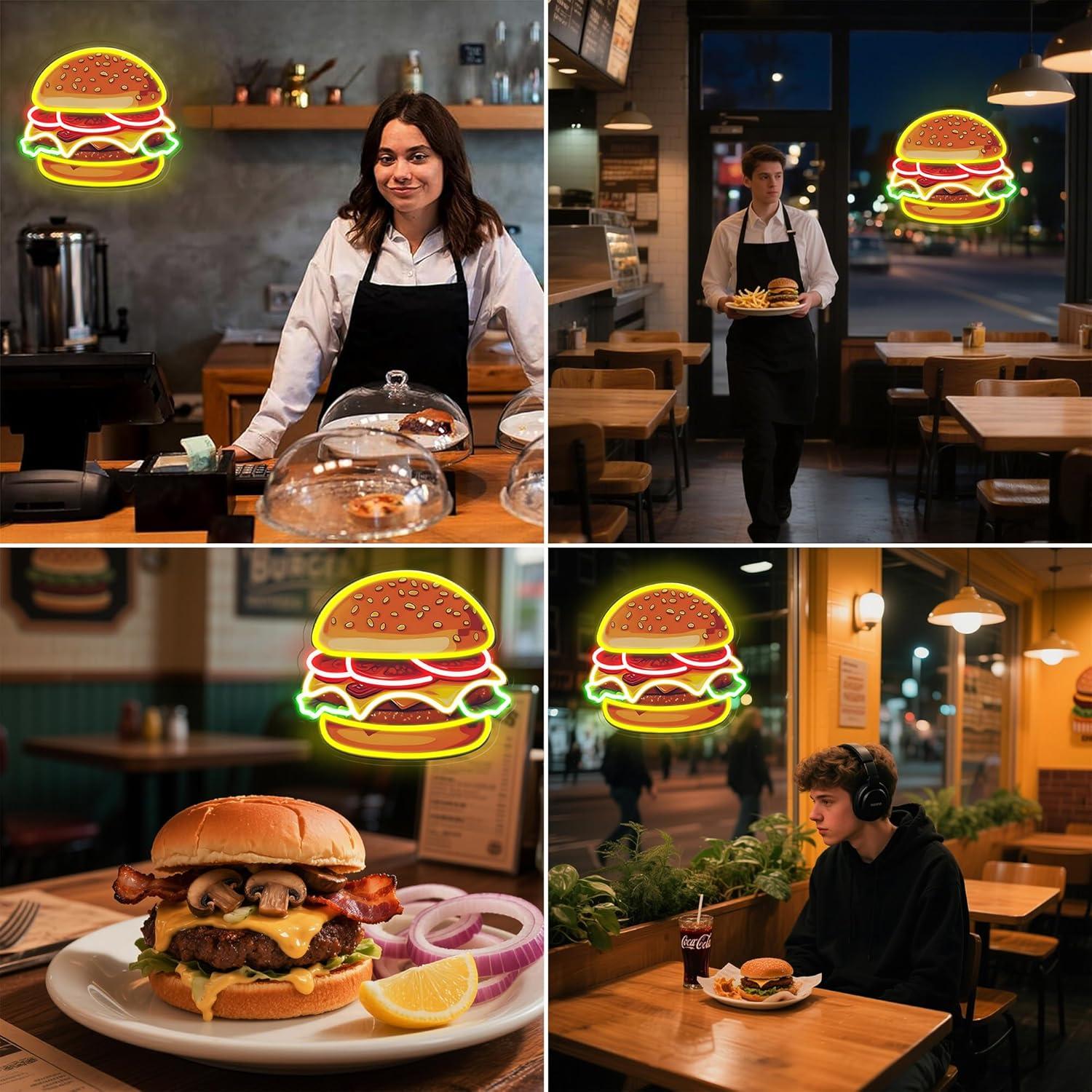 Burger Neon Sign LED Hamburger - огляд і ціна Commercial Kitchen Lighting